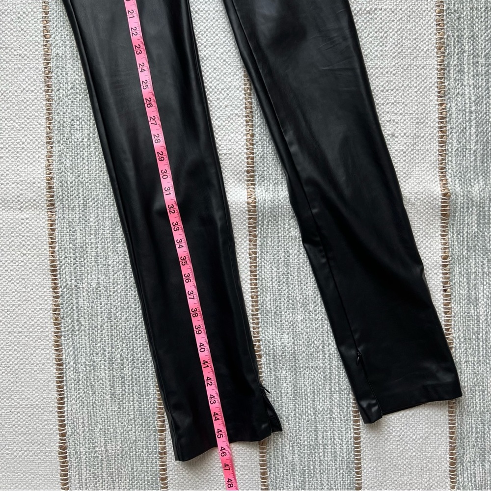 Zara Black Faux Leather Ankle Zip Slim Leg High Rise Pants Women’s Size Medium - Picture 2 of 8